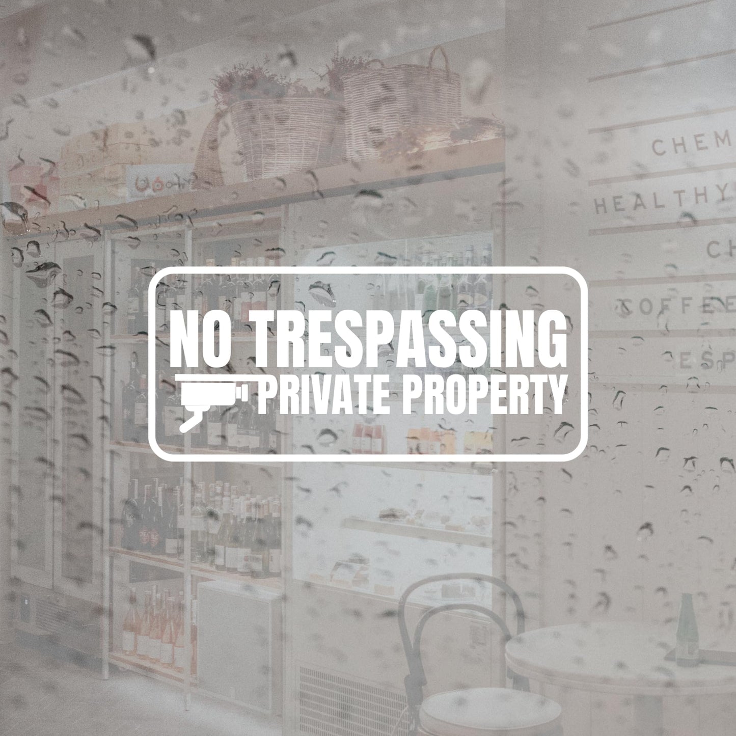 No Trespassing Private Property Sign with Security Camera Icon, Black and White - Nostalgi Factory