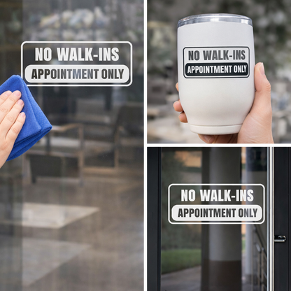 No Walk-Ins Appointment Only Sign | Business Door Decal | 12 Colors Available - Nostalgi Factory