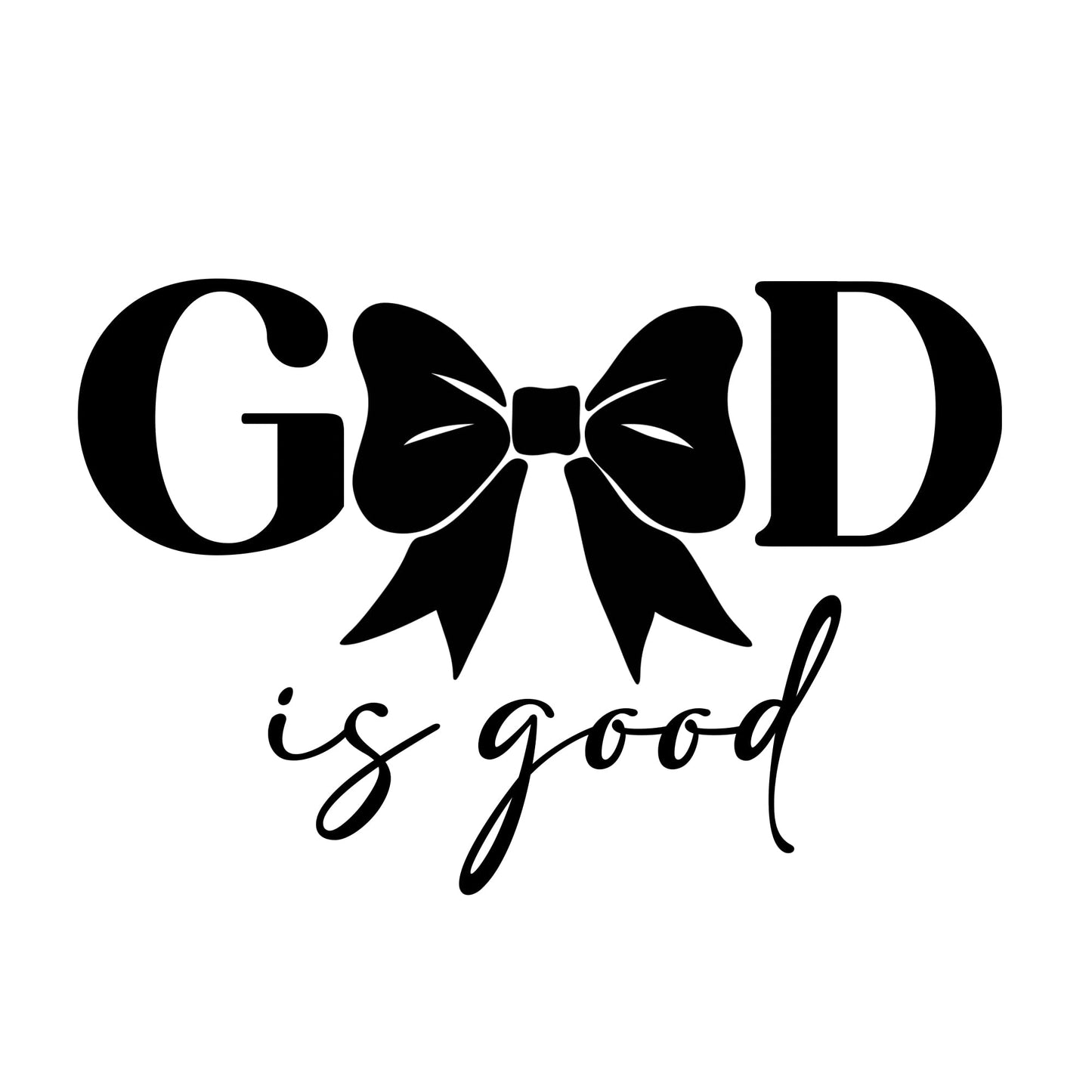 Orange vinyl car decal from Nostalgi Factory featuring a bow design with "God is Good" text, includes application instructions.