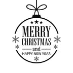 Vinyl Christmas and New Year window decal with snowflakes and ornament design, perfect for holiday store or home decoration.