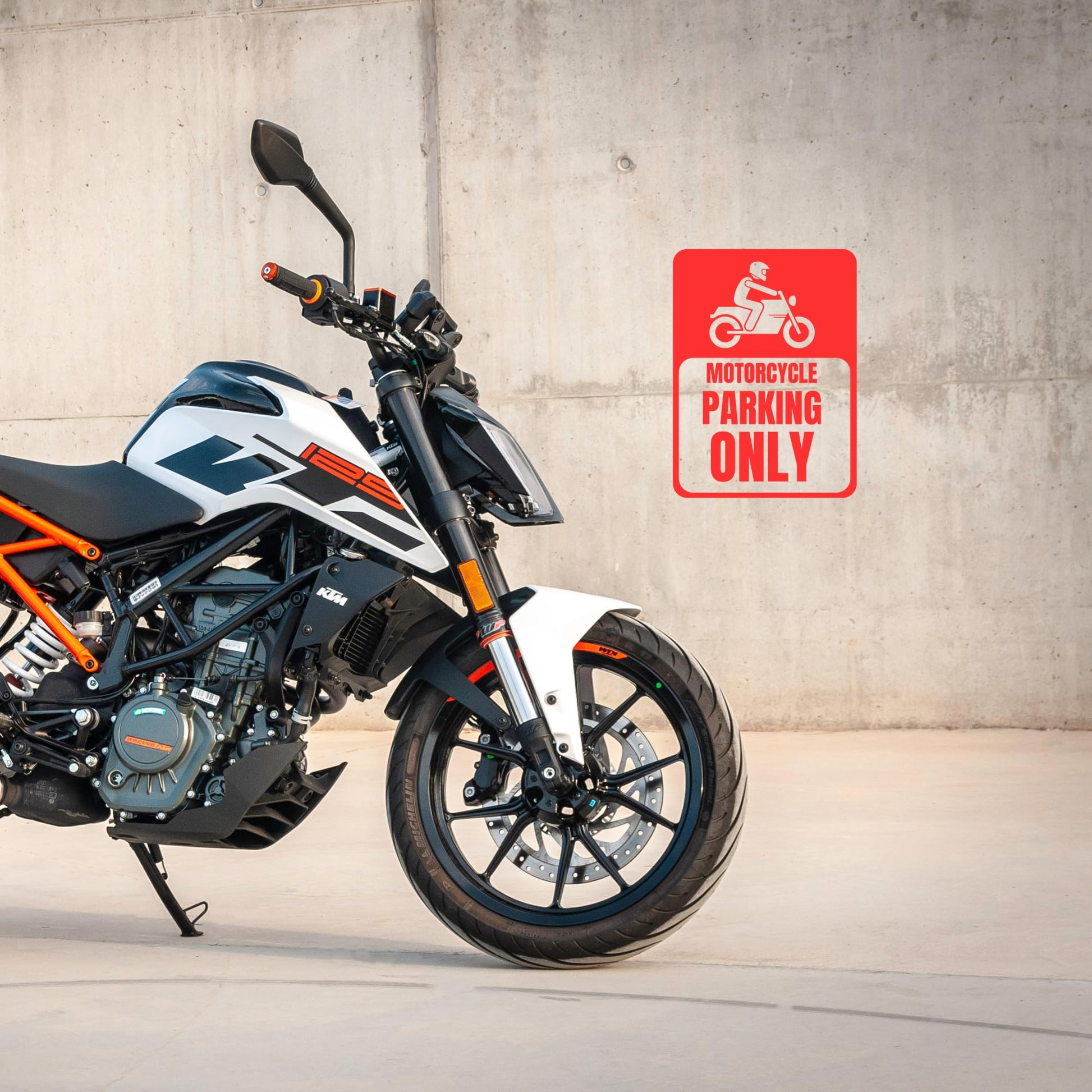 Motorcycle Parking Only Vinyl Decal | Multiple Colors Available | Garage Wall | Sign - Nostalgi Factory