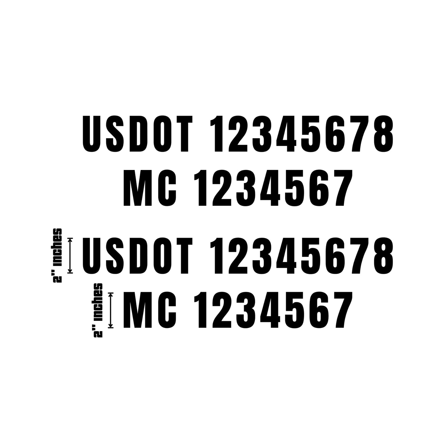 Set of 4 Custom Compliance USDOT and MC Custom Number Decals | 2-Inch Vinyl Lettering | Truck Commercial Numbers | Commercial Van Pick up Semi Truck Required Decal Set - Nostalgi Factory