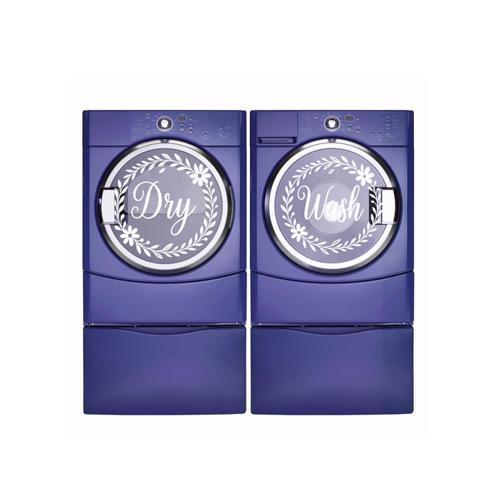 Washer and Dryer Vinyl Decals | Glossy Finish Laundry Room Labels Sticker | 12 Color Options | Modern Front Load Appliance Stickers - Nostalgi Factory
