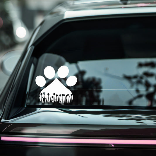 Pet Paw Print with Tulips Car Decal Vinyl Sticker | Available in 9 Colors - Nostalgi Factory