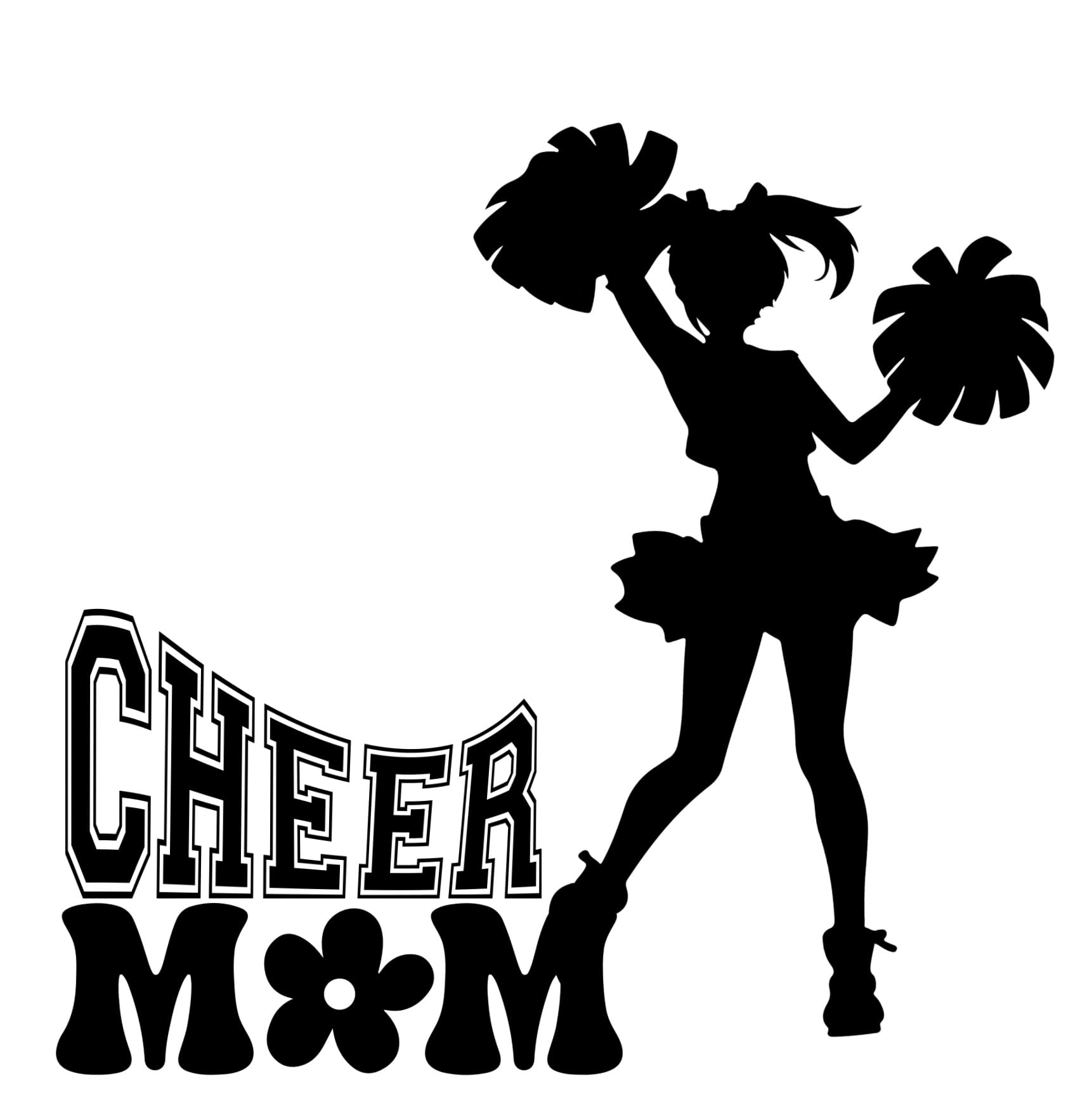 Cheer Mom car decal sticker with cheerleader design from Nostalgi Factory, showcasing a vibrant and supportive cheerleading theme.