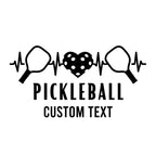 Custom pickleball heartbeat vinyl car decal with paddle and heart design, ideal for windows, bumpers, and personalizing vehicles.