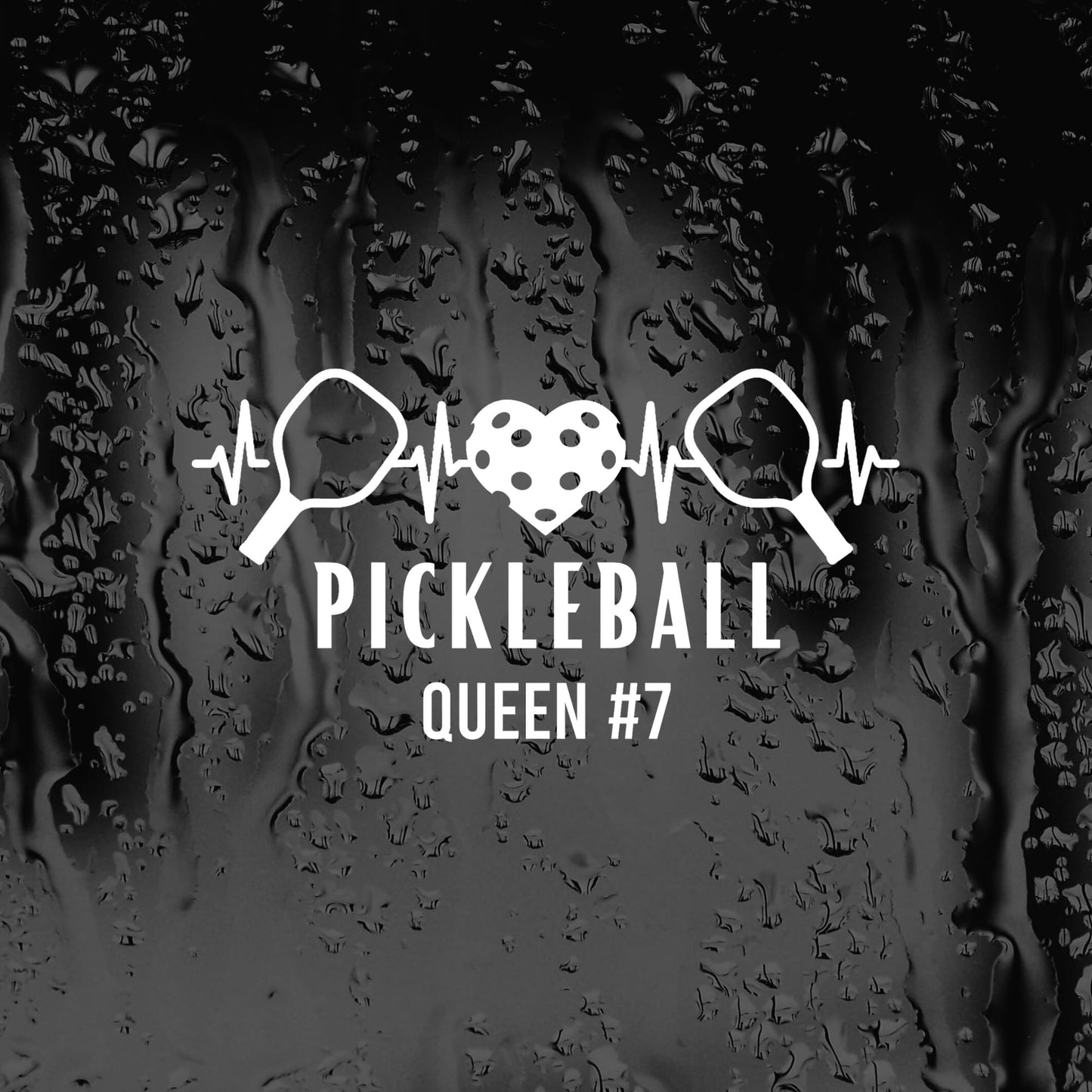 Custom pickleball heartbeat vinyl decal with paddle and heart design for cars, windows, bumpers, and more by Nostalgi Factory