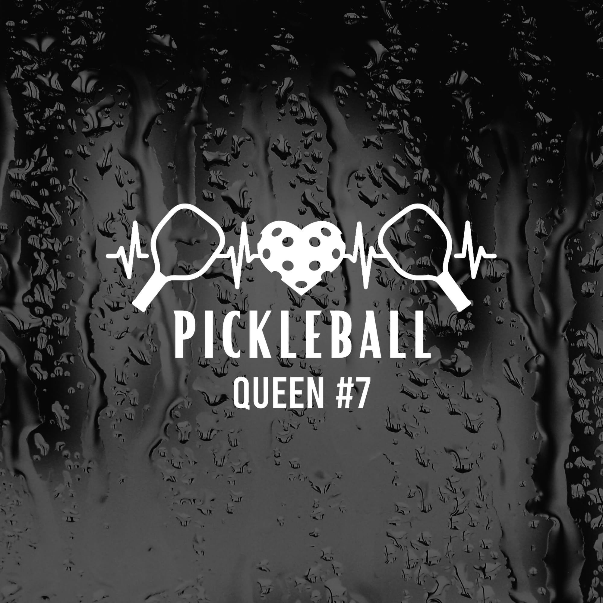 Custom pickleball heartbeat vinyl decal with paddle and heart design for cars, windows, bumpers, and more by Nostalgi Factory