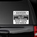 Colorful vinyl car decal featuring a humorous "Mentally Unstable" warning design, suitable for car windows.