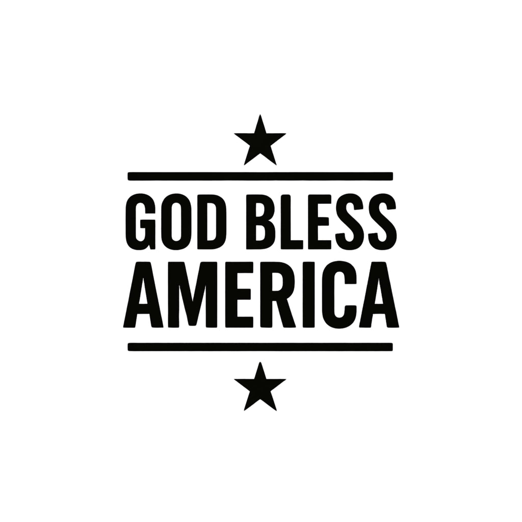 Patriotic car decal with "God Bless America" and stars, vinyl window sticker with permanent adhesive by Nostalgi Factory.