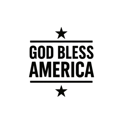 Patriotic car decal with "God Bless America" and stars, vinyl window sticker with permanent adhesive by Nostalgi Factory.