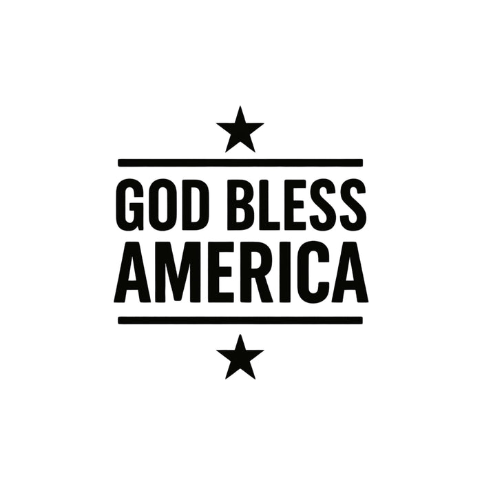 Patriotic car decal with "God Bless America" and stars, vinyl window sticker with permanent adhesive by Nostalgi Factory.