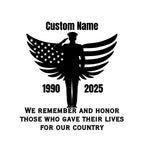 Military Memorial Vinyl Decal | Customizable Name and Years |Tribute Design | Different Sizes and 5 Color Options | Soldier Sticker - Nostalgi Factory