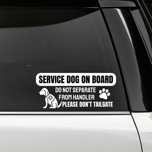 Service Dog On Board Car Decal | Vinyl Warning Sticker | Do Not Separate From Handler | Please Don't Tailgate | Multiple Colors Available | Pet On Board - Nostalgi Factory