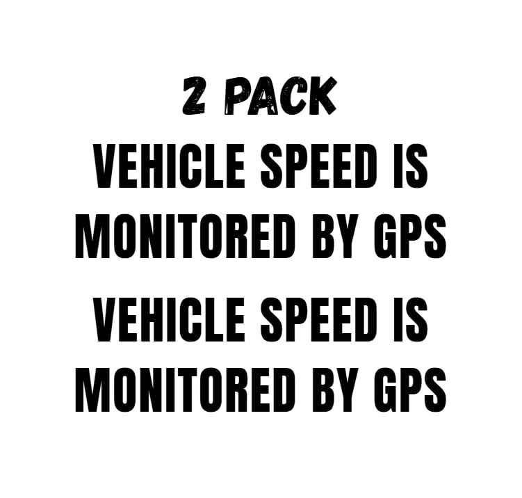 Two Nostalgi Factory GPS vehicle speed monitored vinyl decal stickers in various colors, measuring 3.5 x 11.25 inches.