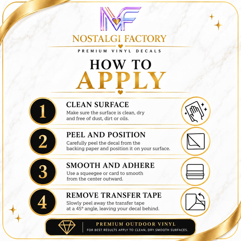 How to apply Nostalgi Factory vinyl decal instructions