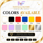 Nostalgi Factory vinyl decal colors available chart