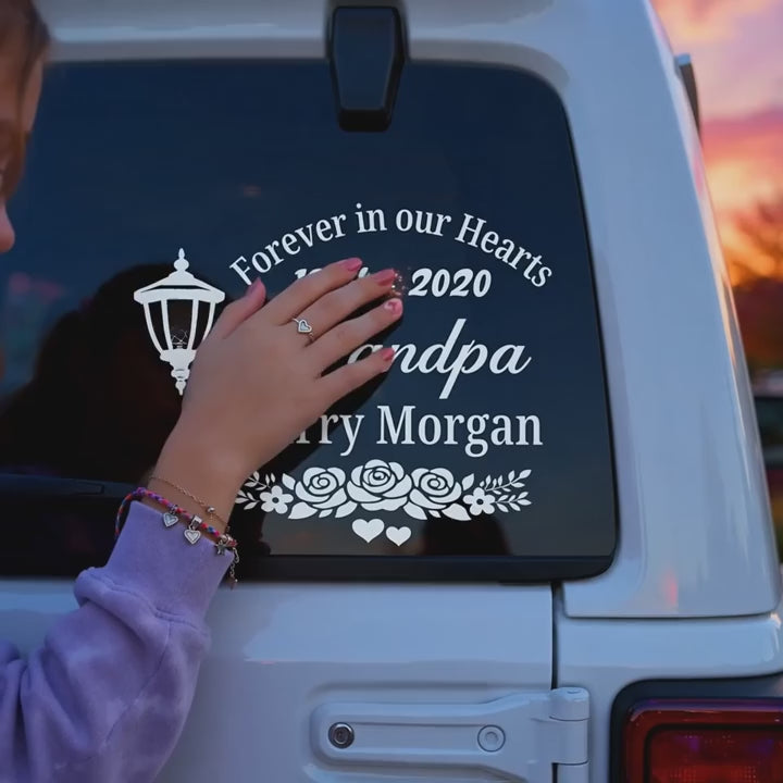 Grandpa Memorial Decal | Forever in Our Hearts | Personalized Name & Years