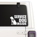 Service Dog Inside — dog silhouette design shown on a white Jeep window